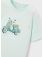 MAYORAL T-SHIRT BLUZKA KOSZULKA NA KRÓTKI RĘKAW DLA CHŁOPCA MIĘTOWA WYTŁOCZONY MOTOR 3059 /25