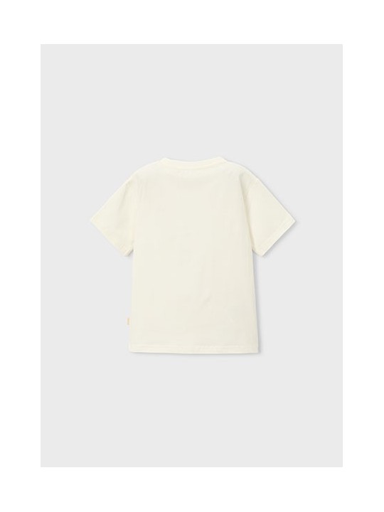 MAYORAL T-SHIRT BLUZKA KOSZULKA NA KRÓTKI RĘKAW DLA CHŁOPCA KREM HAFT MOTOR 3060 /72