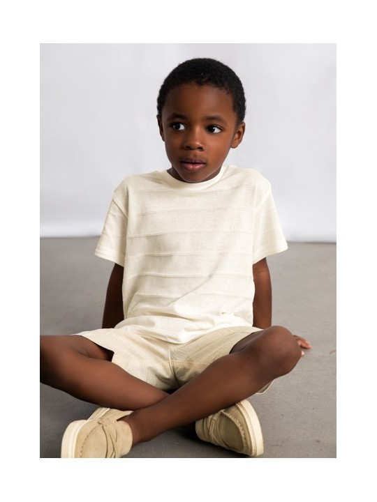 MAYORAL T-SHIRT BLUZKA KOSZULKA NA KRÓTKI RĘKAW DLA CHŁOPCA MORSKI DZIANINA 3061 /57