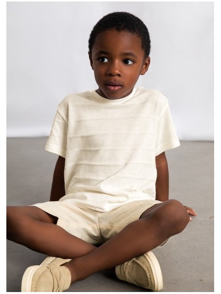 MAYORAL T-SHIRT BLUZKA KOSZULKA NA KRÓTKI RĘKAW DLA CHŁOPCA MORSKI DZIANINA 3061 /57