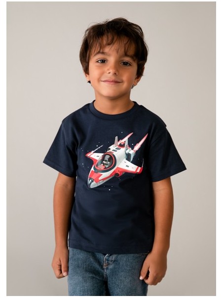 MAYORAL T-SHIRT BLUZKA KOSZULKA NA KRÓTKI RĘKAW DLA CHŁOPCA GRANAT SPACECRAFT KOSMOS 3067 /76