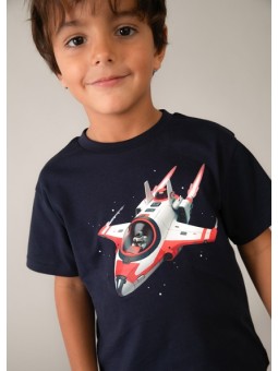 MAYORAL T-SHIRT BLUZKA KOSZULKA NA KRÓTKI RĘKAW DLA CHŁOPCA GRANAT SPACECRAFT KOSMOS 3067 /76