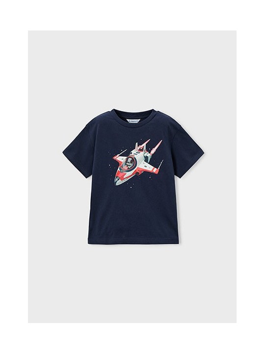 MAYORAL T-SHIRT BLUZKA KOSZULKA NA KRÓTKI RĘKAW DLA CHŁOPCA GRANAT SPACECRAFT KOSMOS 3067 /76