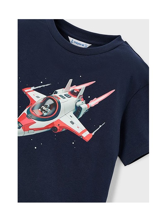MAYORAL T-SHIRT BLUZKA KOSZULKA NA KRÓTKI RĘKAW DLA CHŁOPCA GRANAT SPACECRAFT KOSMOS 3067 /76