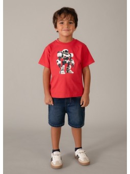 MAYORAL T-SHIRT BLUZKA KOSZULKA NA KRÓTKI RĘKAW DLA CHŁOPCA ROBOT 3066 /43