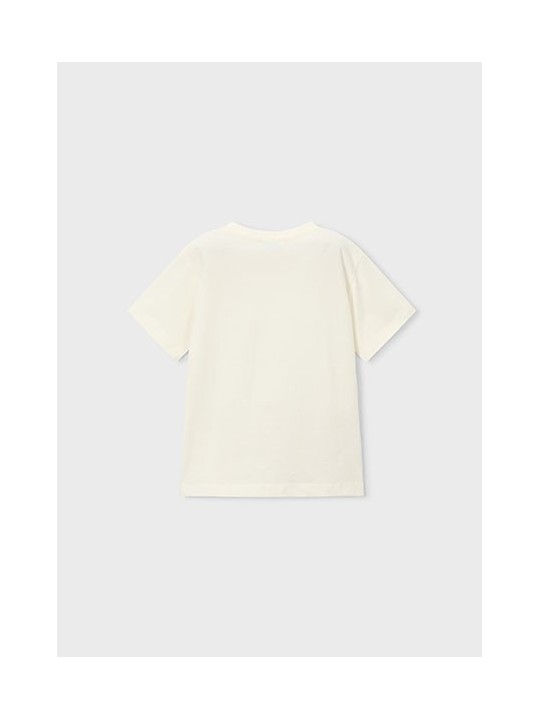 MAYORAL T-SHIRT BLUZKA KOSZULKA NA KRÓTKI RĘKAW DLA CHŁOPCA KREM INTERAKTYWNY ROBOT 3065 / 39