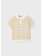 MAYORAL T-SHIRT BLUZKA KOSZULKA POLO NA KRÓTKI RĘKAW DLA CHŁOPCA DZIANINA PASKI KREM BEŻ 3106 /90