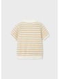MAYORAL T-SHIRT BLUZKA KOSZULKA POLO NA KRÓTKI RĘKAW DLA CHŁOPCA DZIANINA PASKI KREM BEŻ 3106 /90