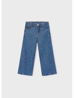 MAYORAL SPODNIE JEANSY SZEROKIE NIEBIESKIE WYTŁACZANE SERCA 3590 /55