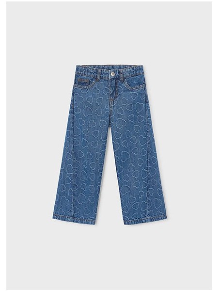 MAYORAL SPODNIE JEANSY SZEROKIE NIEBIESKIE WYTŁACZANE SERCA 3590 /55
