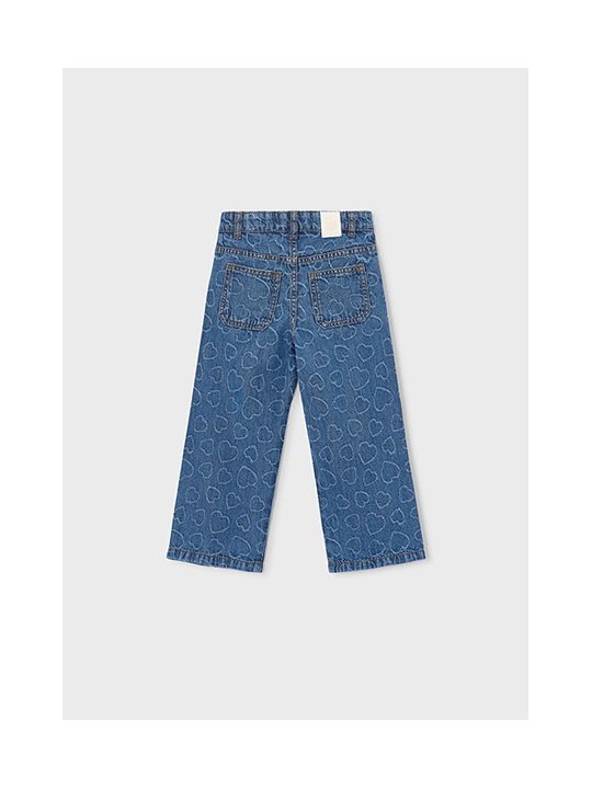 MAYORAL SPODNIE JEANSY SZEROKIE NIEBIESKIE WYTŁACZANE SERCA 3590 /55