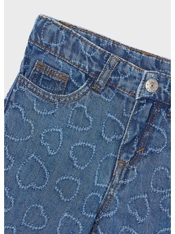 MAYORAL SPODNIE JEANSY SZEROKIE NIEBIESKIE WYTŁACZANE SERCA 3590 /55