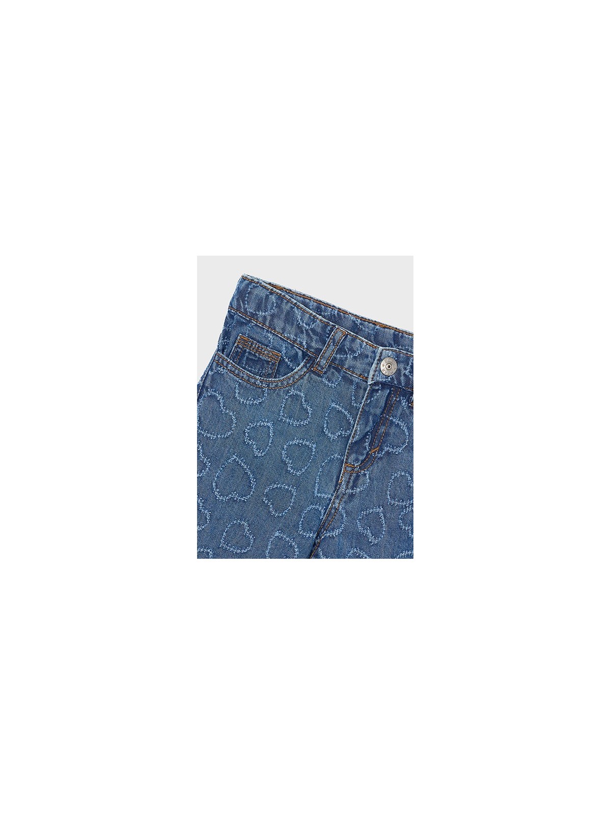 MAYORAL SPODNIE JEANSY SZEROKIE NIEBIESKIE WYTŁACZANE SERCA 3590 /55