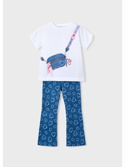 MAYORAL KOMPLET DLA DZIEWCZYNKI KOSZULKA LEGINSY DZWONY 3730 /15