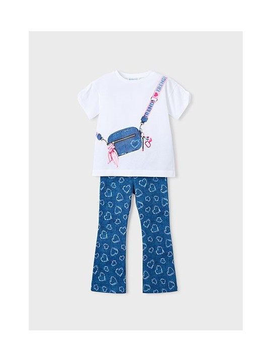 MAYORAL KOMPLET DLA DZIEWCZYNKI KOSZULKA LEGINSY DZWONY 3730 /15