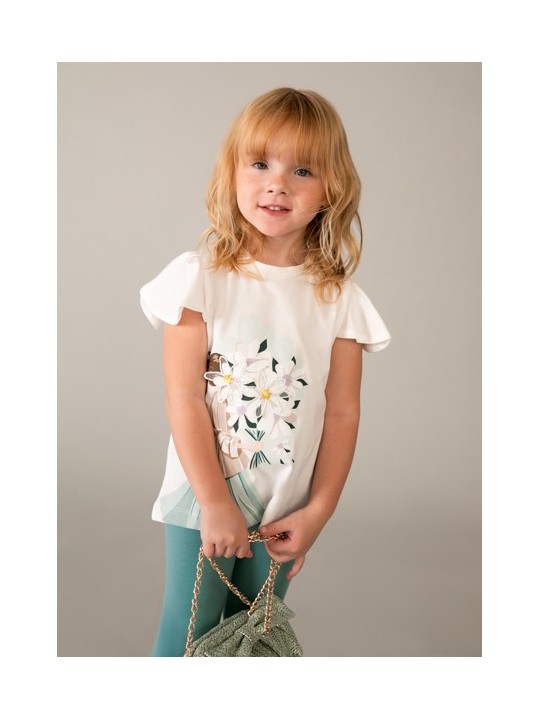 MAYORAL KOMPLET DLA DZIEWCZYNKI KOSZULKA LEGINSY ZIELONY 3724 /86