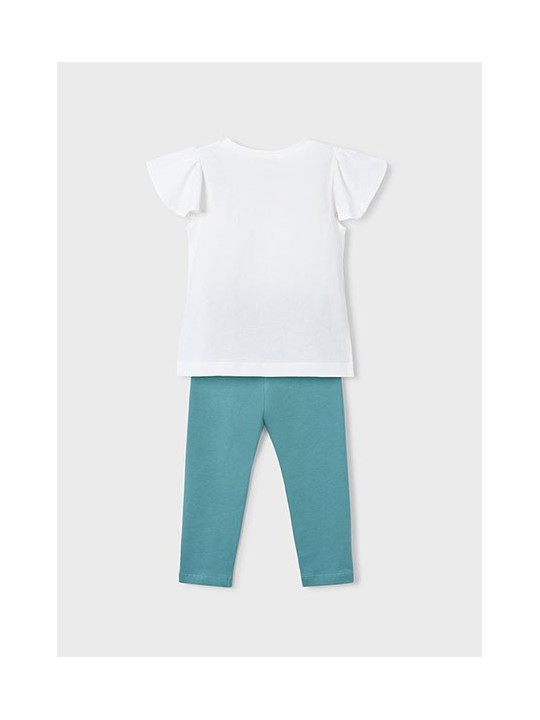 MAYORAL KOMPLET DLA DZIEWCZYNKI KOSZULKA LEGINSY ZIELONY 3724 /86