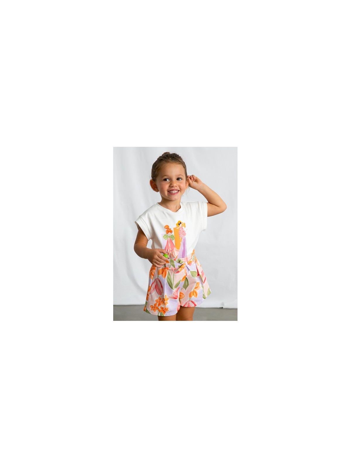 MAYORAL BLUZKA T-SHIRT KOSZULKA NA KRÓTKI RĘKAW DLA DZIEWCZYNKI KREM 3005 /75