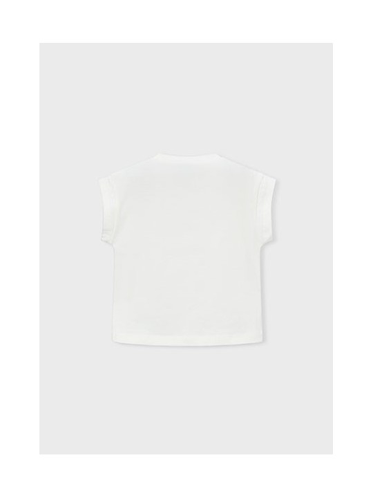 MAYORAL BLUZKA T-SHIRT KOSZULKA NA KRÓTKI RĘKAW DLA DZIEWCZYNKI KREM 3005 /75