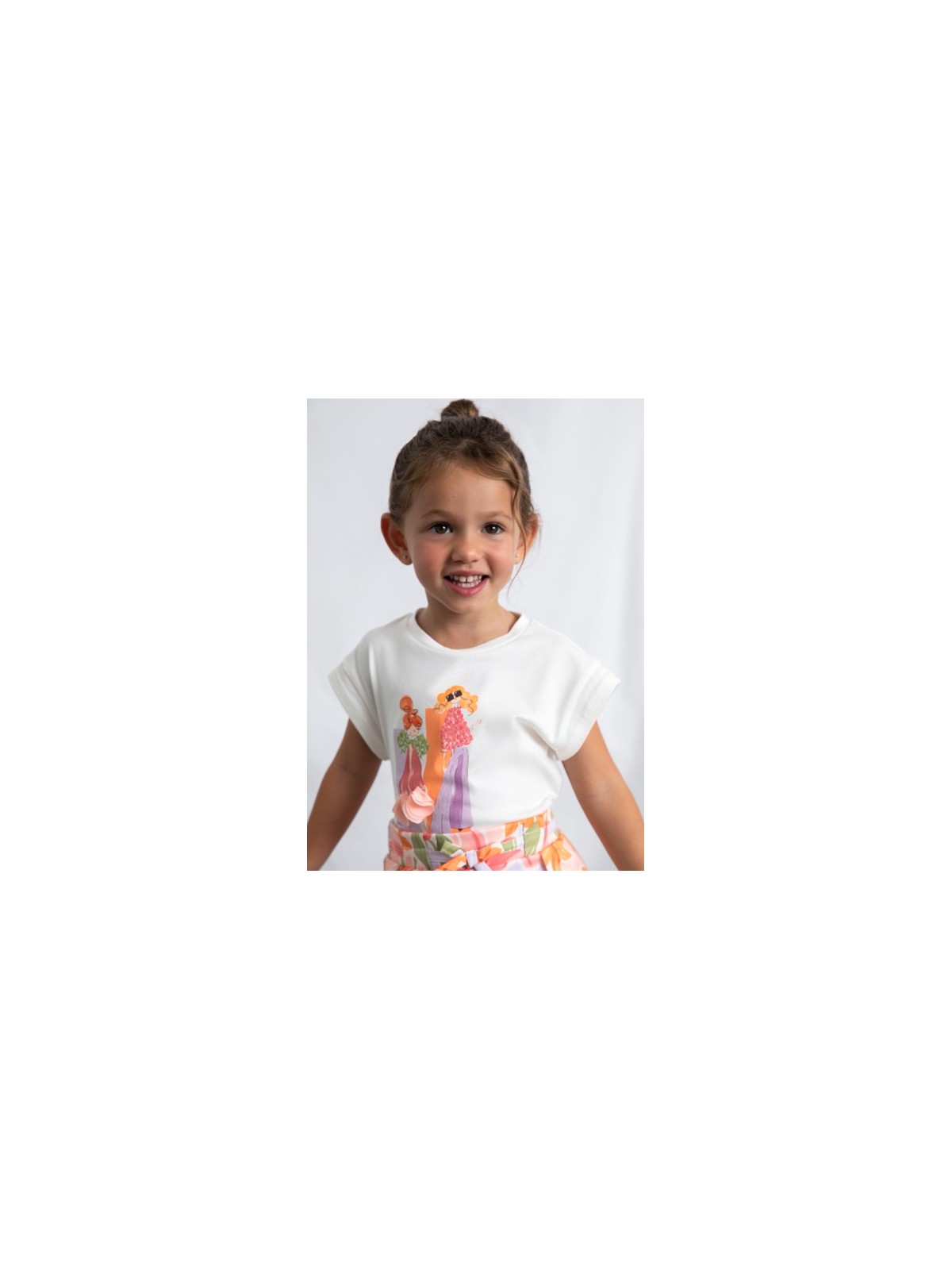 MAYORAL BLUZKA T-SHIRT KOSZULKA NA KRÓTKI RĘKAW DLA DZIEWCZYNKI KREM 3005 /75