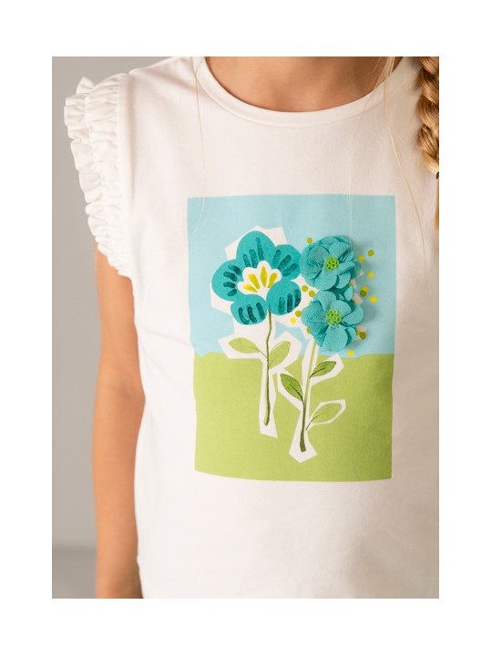 MAYORAL BLUZKA T-SHIRT KOSZULKA  DLA DZIEWCZYNKI KREM 3023 /39
