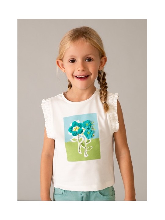 MAYORAL BLUZKA T-SHIRT KOSZULKA  DLA DZIEWCZYNKI KREM 3023 /39