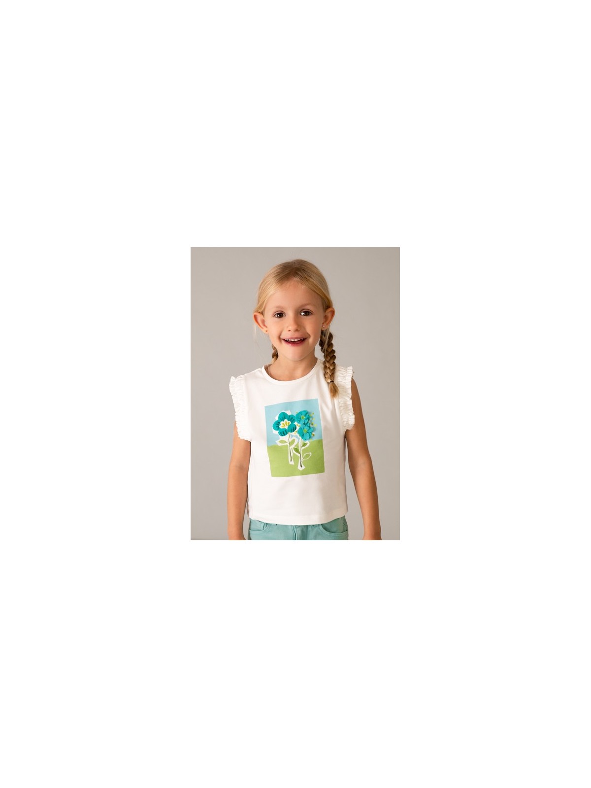 MAYORAL BLUZKA T-SHIRT KOSZULKA  DLA DZIEWCZYNKI KREM 3023 /39