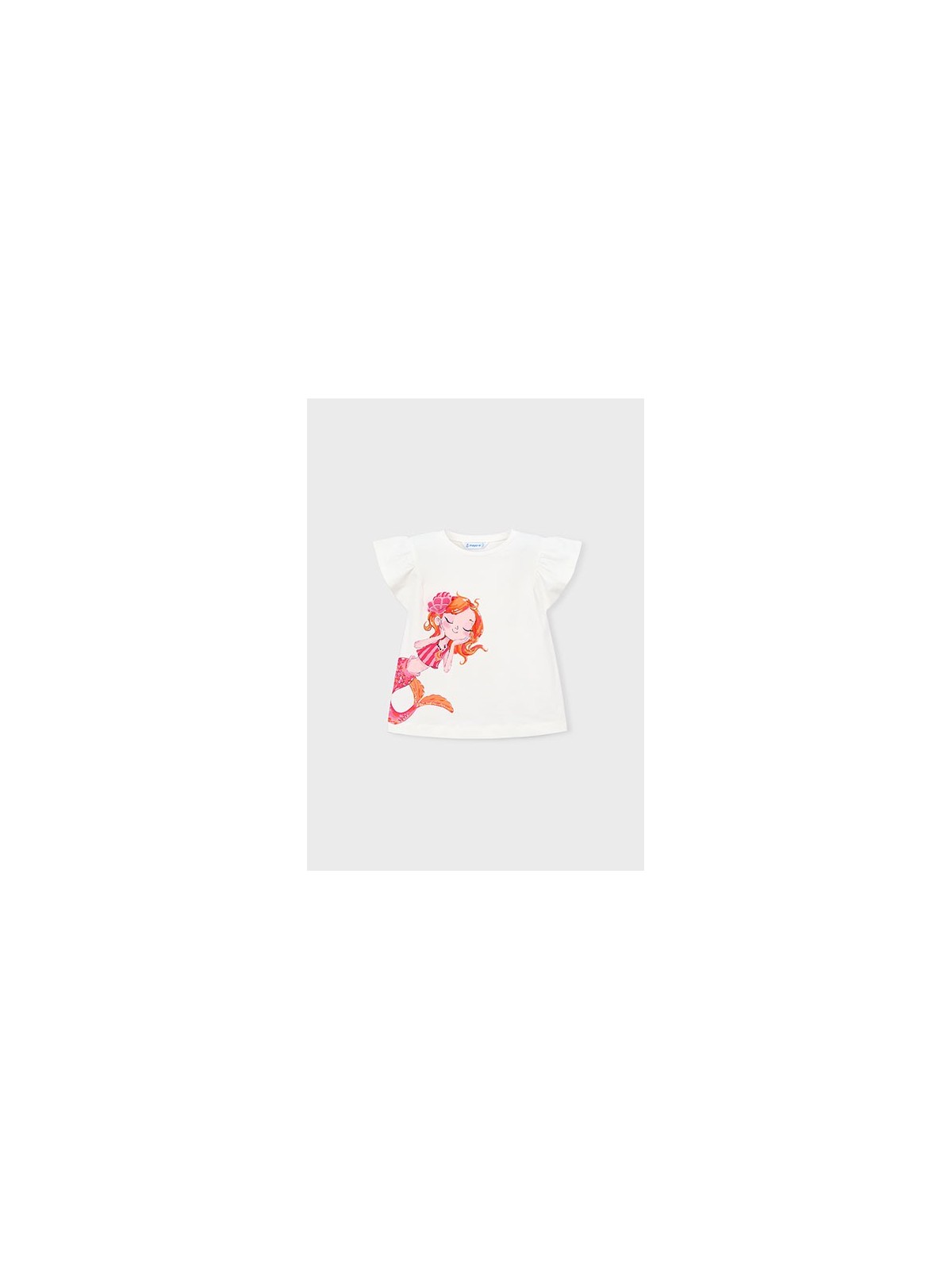 MAYORAL BLUZKA T-SHIRT KOSZULKA NA KRÓTKI RĘKAWEK  DLA DZIEWCZYNKI KREM SYRENKA 3007 /84