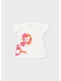 MAYORAL BLUZKA T-SHIRT KOSZULKA NA KTÓRTKI RĘKAWEK  DLA DZIEWCZYNKI KREM SYRENKA 3007 /84