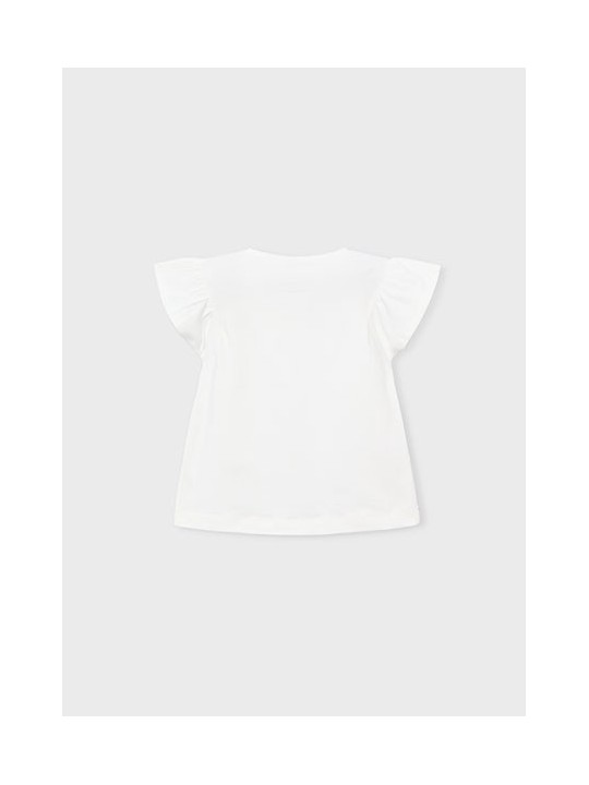 MAYORAL BLUZKA T-SHIRT KOSZULKA NA KTÓRTKI RĘKAWEK  DLA DZIEWCZYNKI KREM SYRENKA 3007 /84