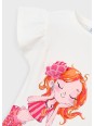 MAYORAL BLUZKA T-SHIRT KOSZULKA NA KTÓRTKI RĘKAWEK  DLA DZIEWCZYNKI KREM SYRENKA 3007 /84