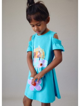 MAYORAL SUKIENKA LETNIA DLA DZIEWCZYNKI Z TOREBKĄ BAWEŁNIANA NIEBIESKI 3941 /11