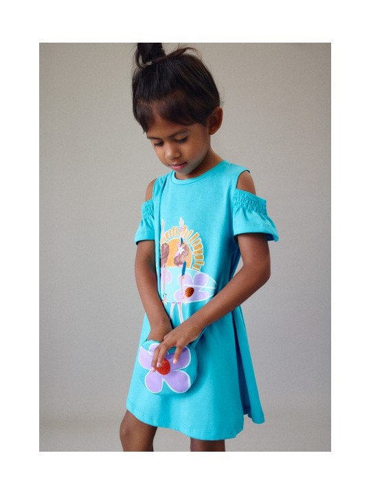 MAYORAL SUKIENKA LETNIA DLA DZIEWCZYNKI Z TOREBKĄ BAWEŁNIANA NIEBIESKI 3941 /11