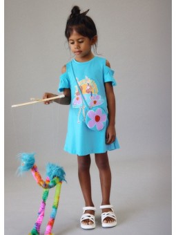 MAYORAL SUKIENKA LETNIA DLA DZIEWCZYNKI Z TOREBKĄ BAWEŁNIANA NIEBIESKI 3941 /11