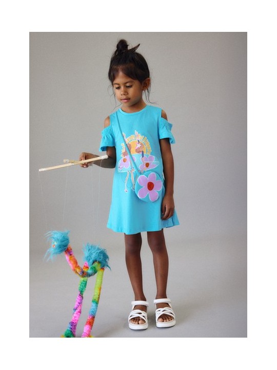 MAYORAL SUKIENKA LETNIA DLA DZIEWCZYNKI Z TOREBKĄ BAWEŁNIANA NIEBIESKI 3941 /11