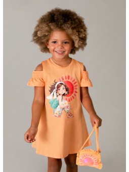 MAYORAL SUKIENKA LETNIA DLA DZIEWCZYNKI Z TOREBKĄ BAWEŁNIANA POMARAŃCZOWY 3941 /10