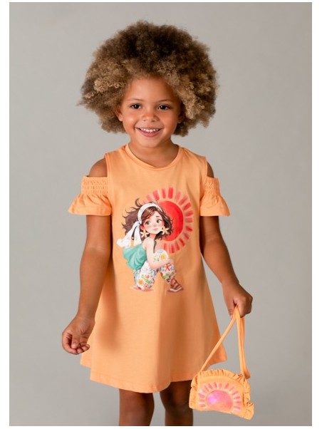 MAYORAL SUKIENKA LETNIA DLA DZIEWCZYNKI Z TOREBKĄ BAWEŁNIANA POMARAŃCZOWY 3941 /10