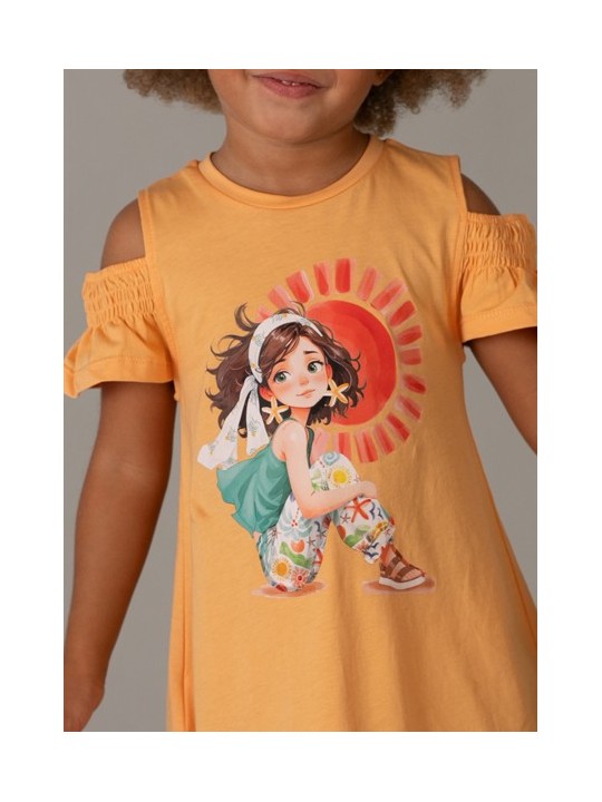 MAYORAL SUKIENKA LETNIA DLA DZIEWCZYNKI Z TOREBKĄ BAWEŁNIANA POMARAŃCZOWY 3941 /10