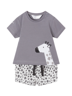 MAYORAL NEWBORN KOMPLET LETNI DLA CHŁOPCA KOSZULKA I SPODNIE ŻYRAFA 1651 /881