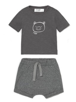 MAYORAL NEWBORN KOMPLET LETNI DLA CHŁOPCA KOSZULKA I SPODNIE PIGGY 1645 /16