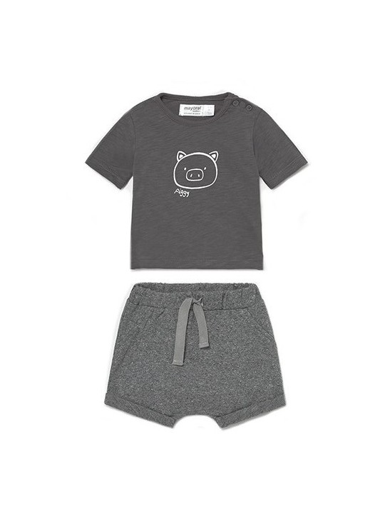 MAYORAL NEWBORN KOMPLET LETNI DLA CHŁOPCA KOSZULKA I SPODNIE PIGGY 1645 /16