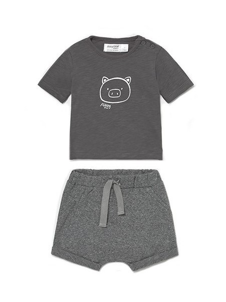 MAYORAL NEWBORN KOMPLET LETNI DLA CHŁOPCA KOSZULKA I SPODNIE PIGGY 1645 /16