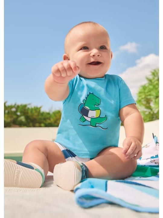 MAYORAL NEWBORN KOMPLET LETNI DLA CHŁOPCA KOSZULKA I SPODENKI KĄPIELOWE 1624