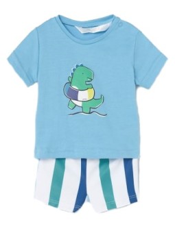 MAYORAL NEWBORN KOMPLET LETNI DLA CHŁOPCA KOSZULKA I SPODENKI KĄPIELOWE 1624