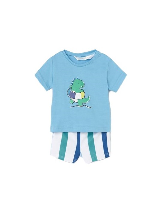 MAYORAL NEWBORN KOMPLET LETNI DLA CHŁOPCA KOSZULKA I SPODENKI KĄPIELOWE 1624