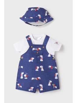 MAYORAL OGRODNICZKI PLUS BLUZECZKA  KAPELUSZ PIESKI OGRODNICZKI01