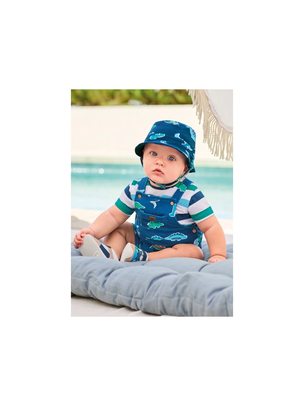 MAYORAL NEWBORN SPODENKI OGRODNICZKI DLA CHŁOPCA  PLUS KAPELUSZ 1605