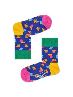 HAPPY SOCKS SKARPETKI NIEBIESKIE W KOLOROWE WZORY HAMBURGERY FRYTKI KHAM01-6000