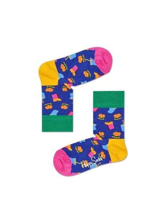 HAPPY SOCKS SKARPETKI NIEBIESKIE W KOLOROWE WZORY HAMBURGERY FRYTKI KHAM01-6000