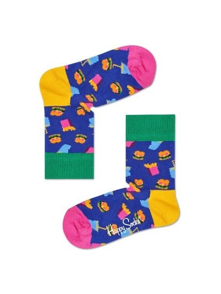 HAPPY SOCKS SKARPETKI NIEBIESKIE W KOLOROWE WZORY HAMBURGERY FRYTKI KHAM01-6000
